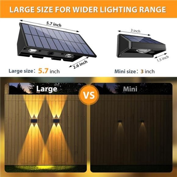 Solar fence lights outdoor warm white RGB waterproof wall deck patio yard up dow - Picture 3 of 7